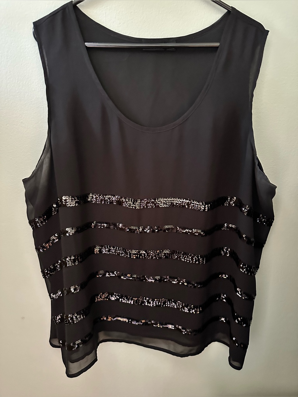 a.n.a. (A New Approach) black sheer chiffon camisole top Size 3X